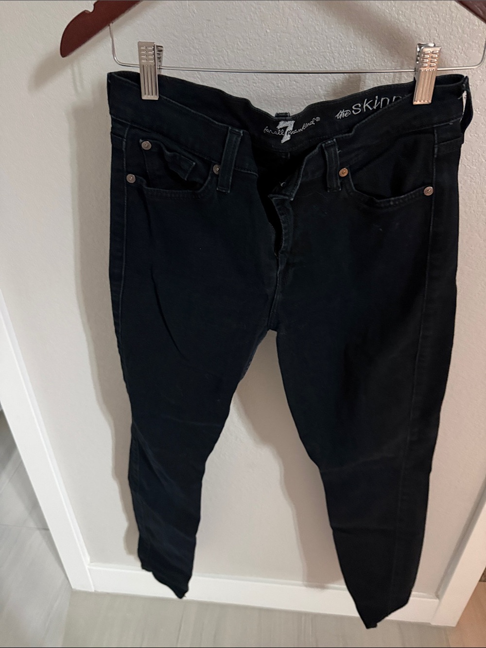7 For All Mankind Black Skinny Jeans - Classic Slim Fit